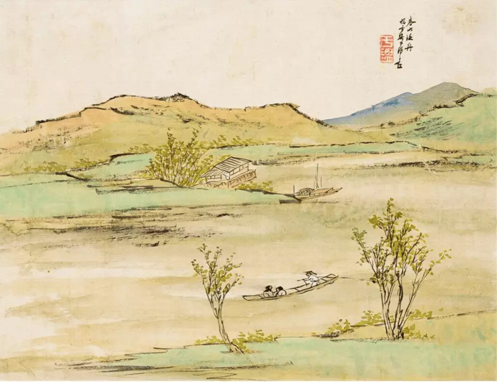 梁于渭山水册。梁于渭，字鸿飞，杭叔，杭雪，画印作下第状元。广东省番禺人。光绪1