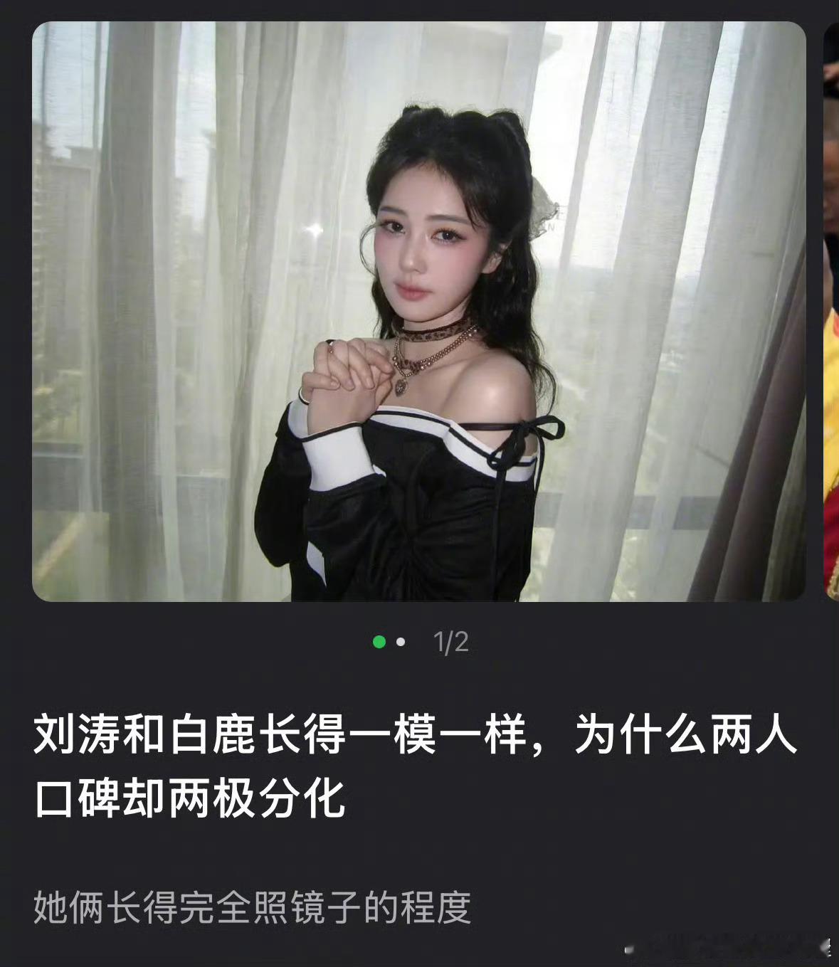 刘涛和白鹿二人看起来很像吗
