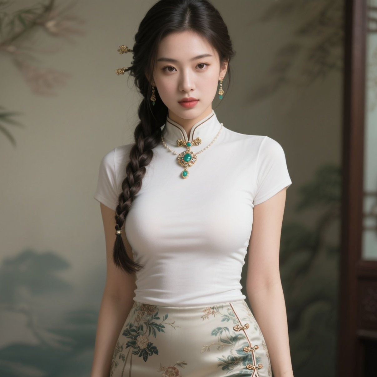 丰腴身段胜柳杨，旗袍摇曳韵无双