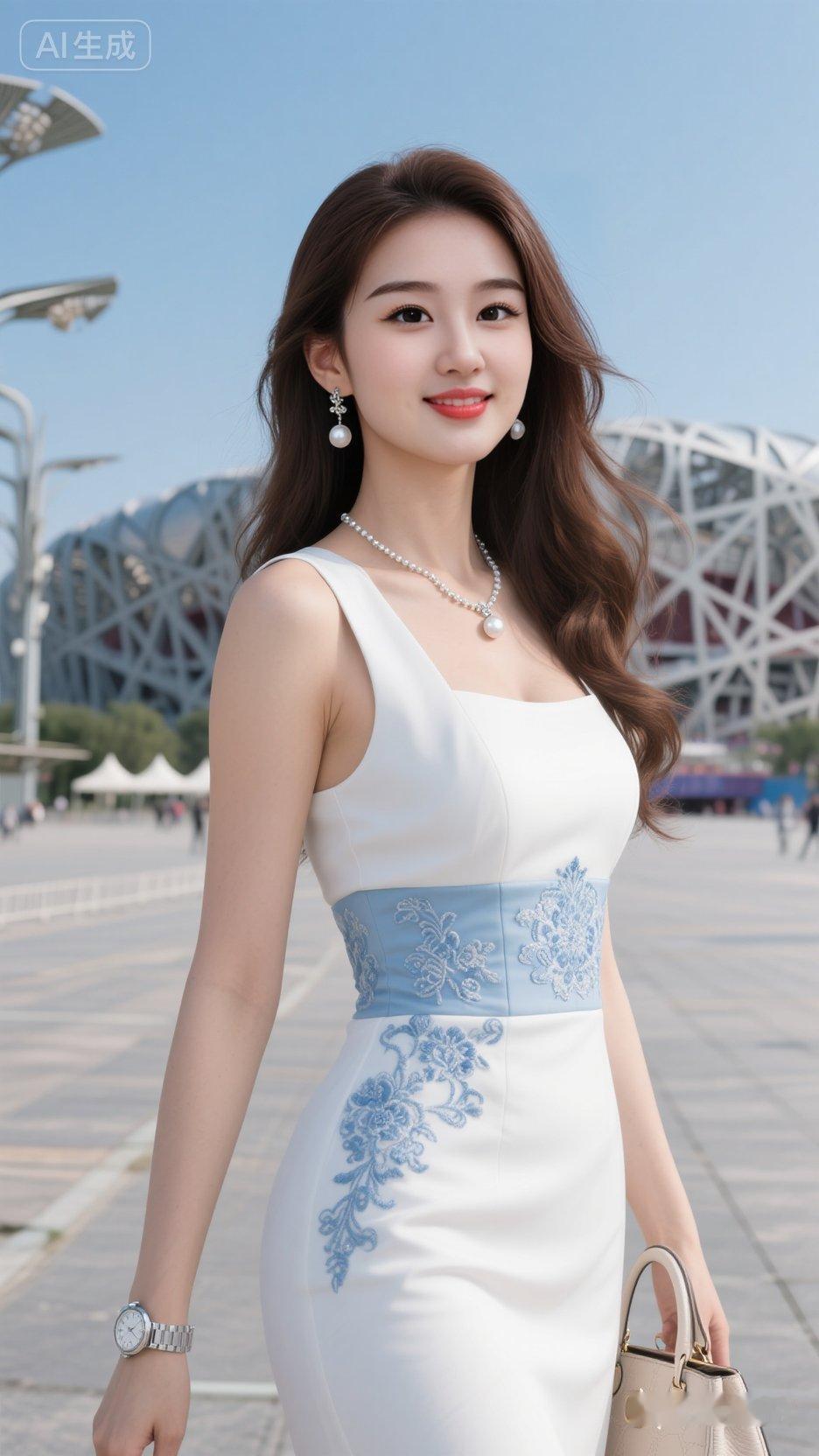 一位现代绝色女子白洁，身高172，御姐上围挺拔饱满、身材高挑，沙漏型身材的年轻美