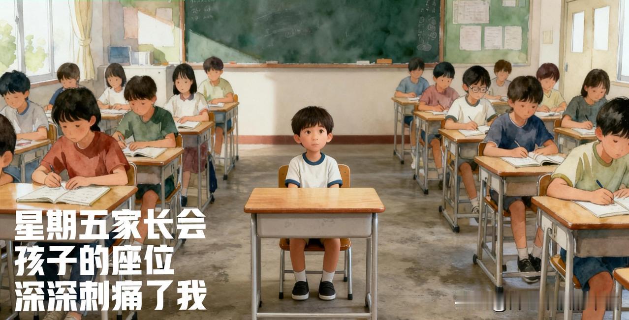 周五晚上的家长会，孩子的座位深深刺痛了我的心。最后一排一张独立的小课桌。旁边