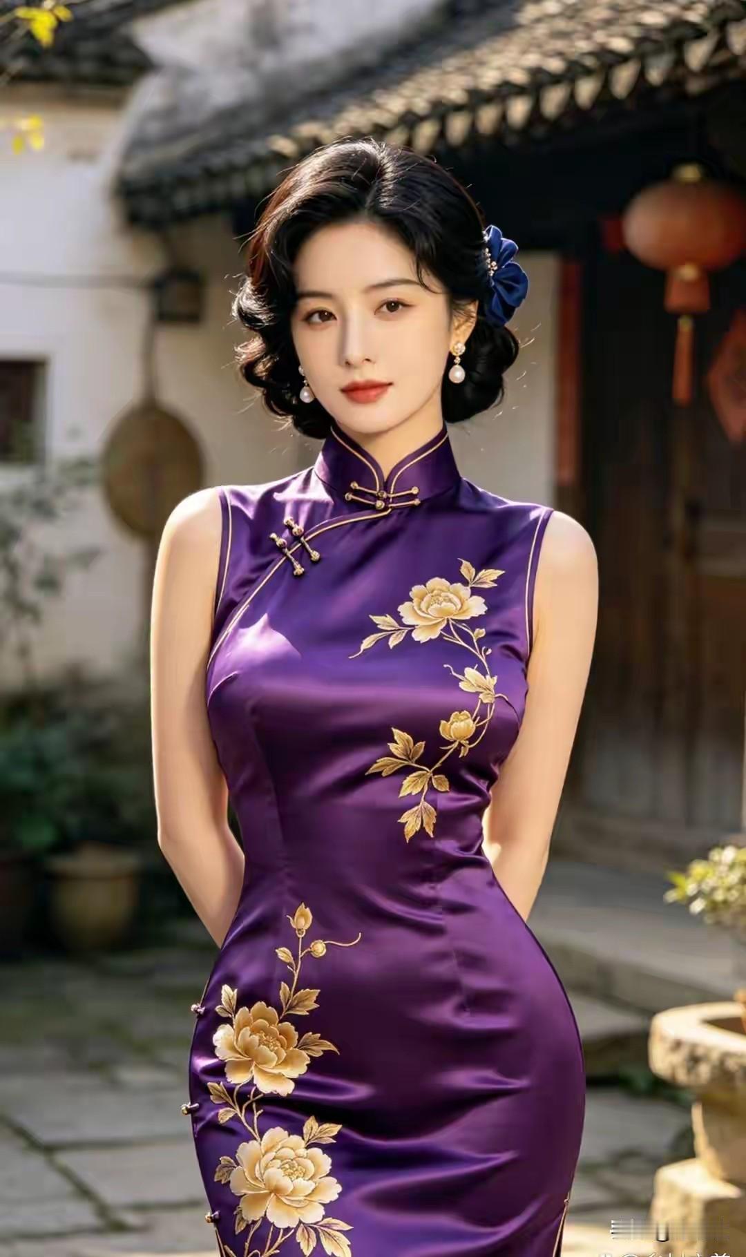 中国旗袍，东方美学。历经传承，经久不衰。文化底蕴，优雅风尚。牡丹刺绣，纹