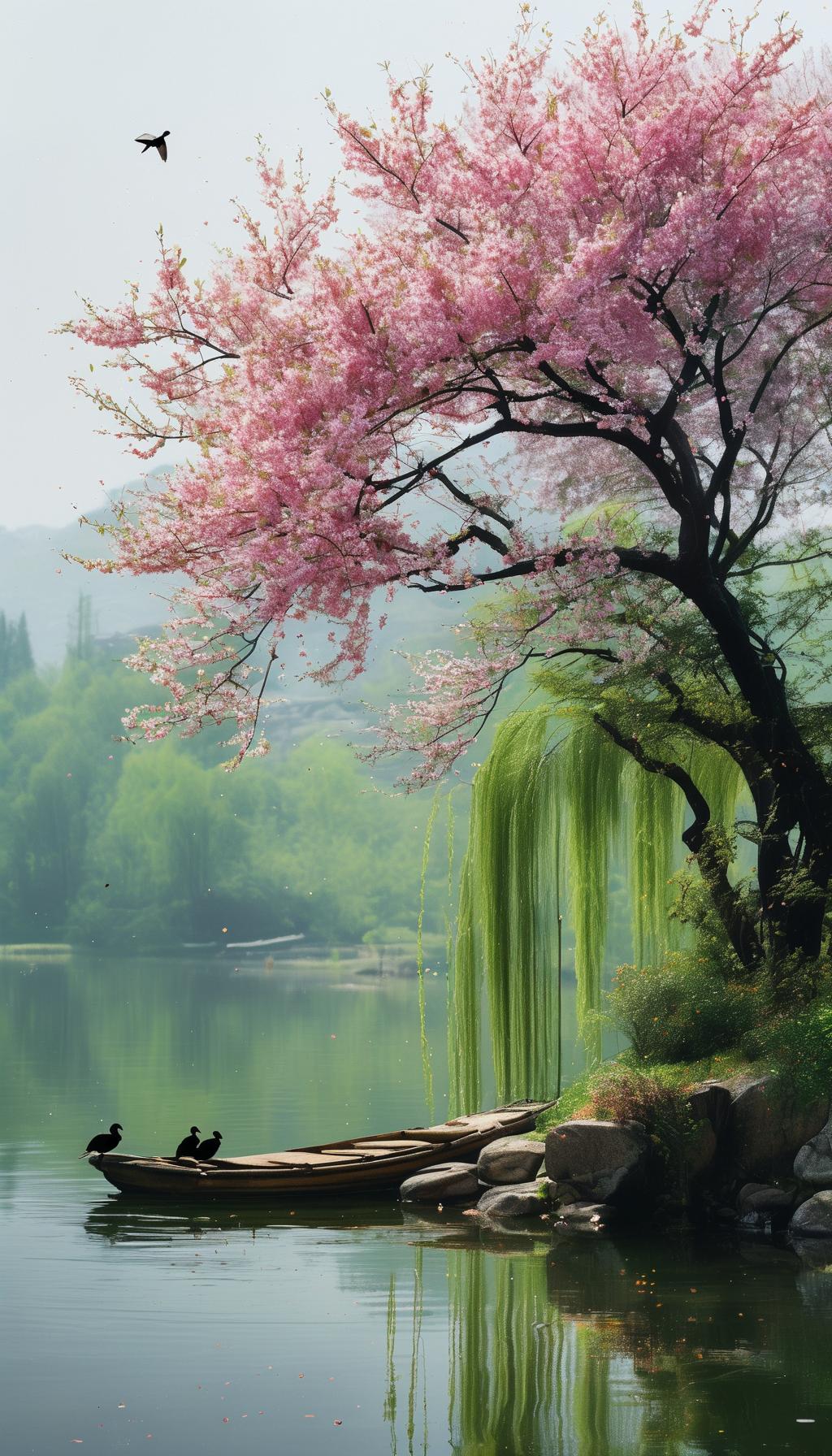 -春眠不觉晓，处处闻啼鸟。（孟浩然《春晓》）-等闲识得东风面，万紫千红总是