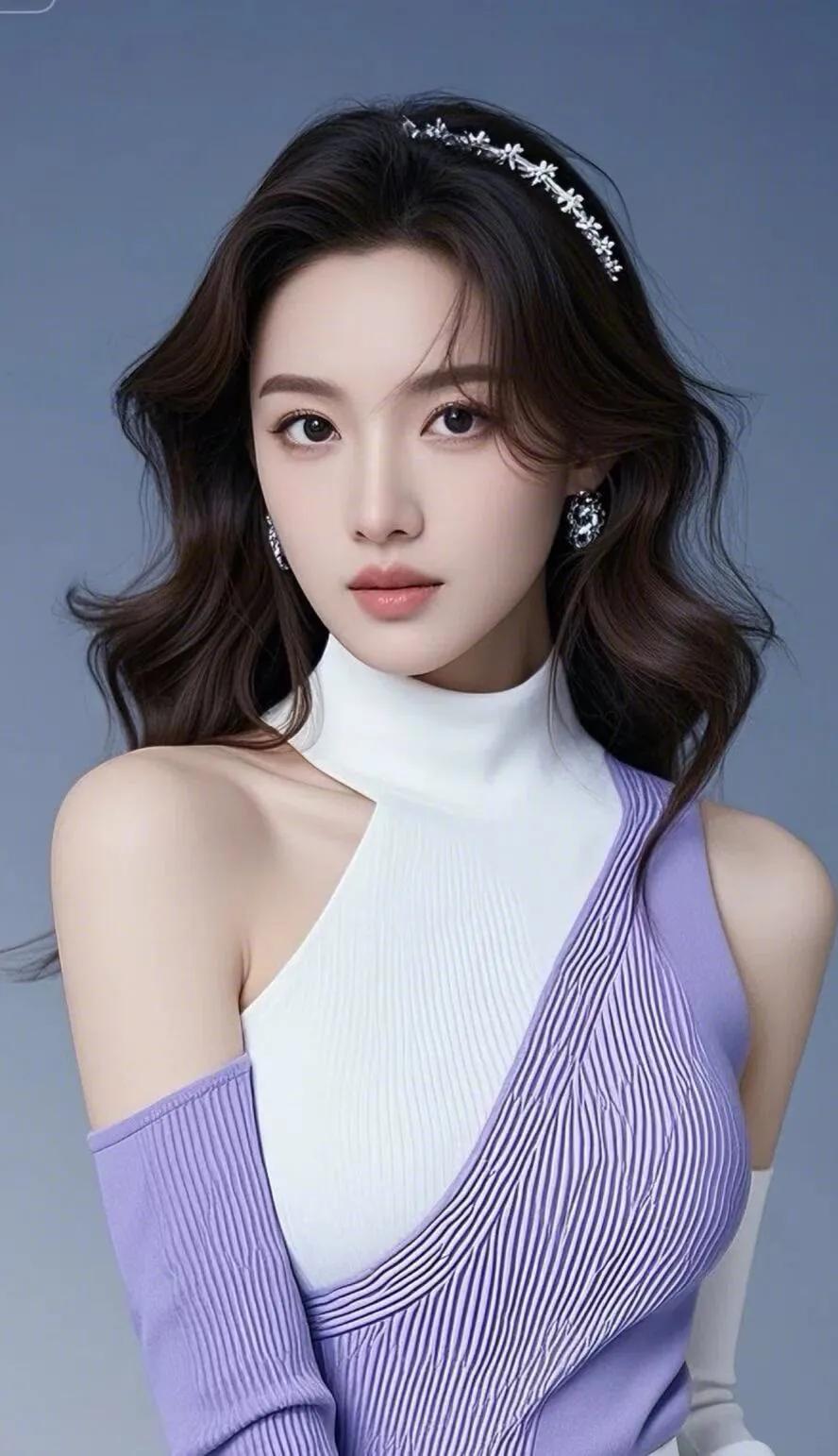 优雅紫色礼服，闪耀头饰，气质女神！👗✨