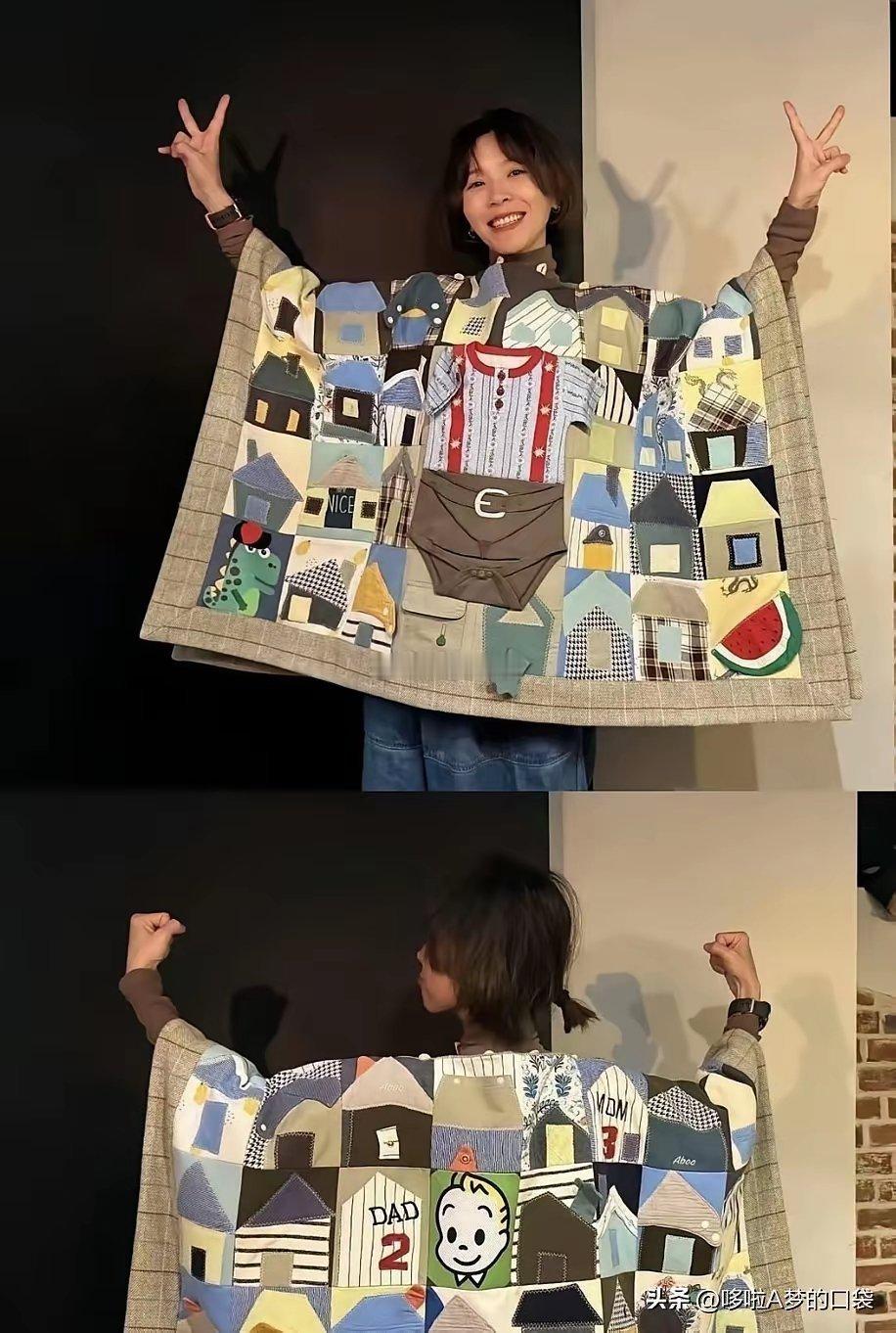 黄雅莉真的太厉害了她把孩子‏的旧衣服改成了小﻿房子的形状