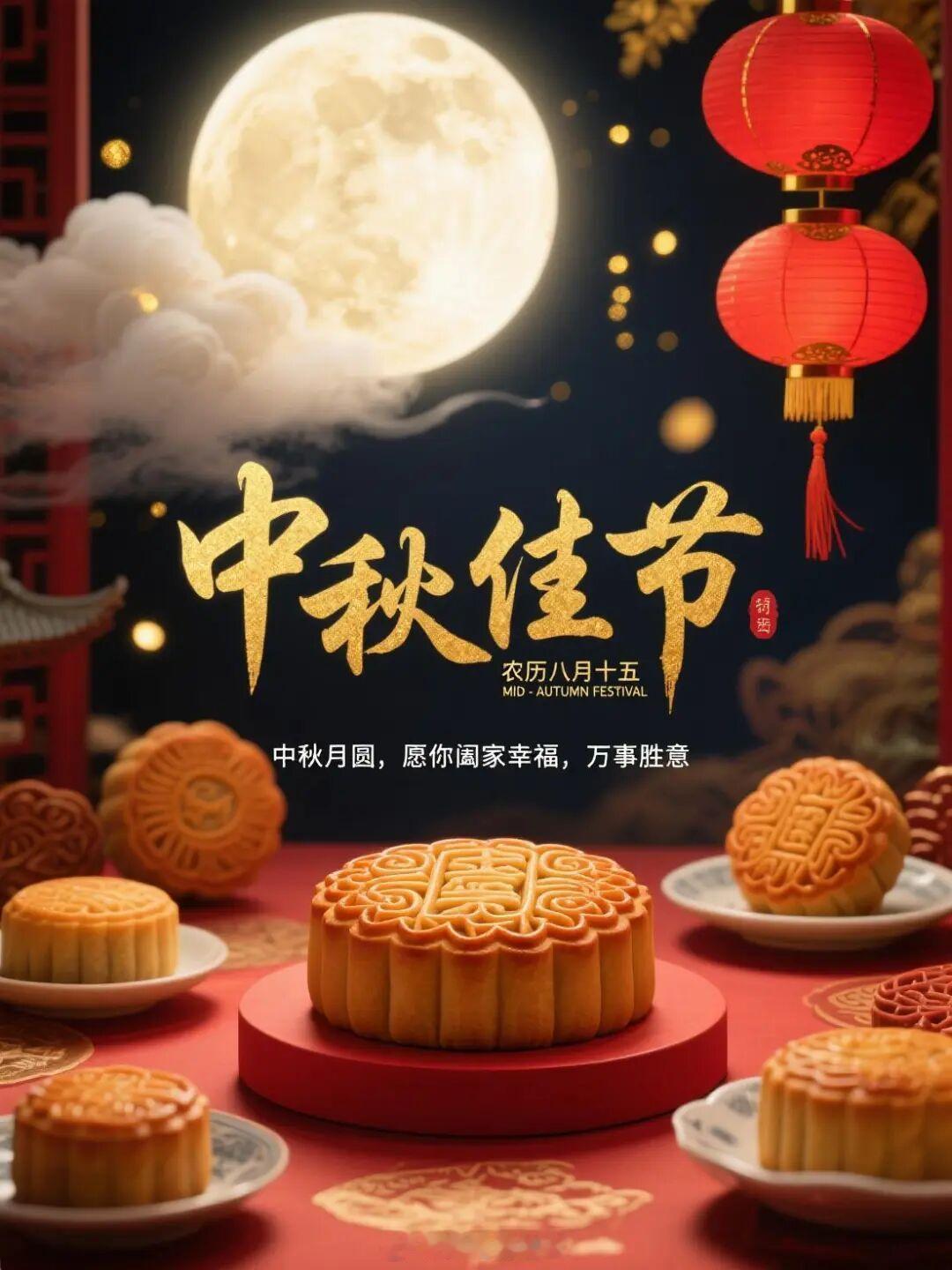 中秋祝所有小伙伴中秋佳节阖家幸福，万事胜意​​​
