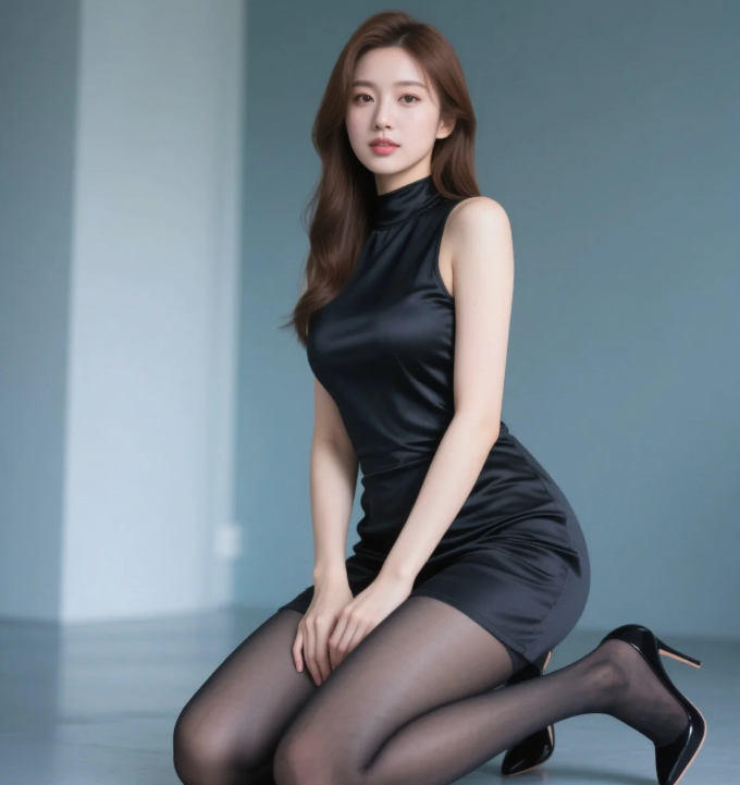 娇俏黑丝美人儿，高跟衬出完美曲线