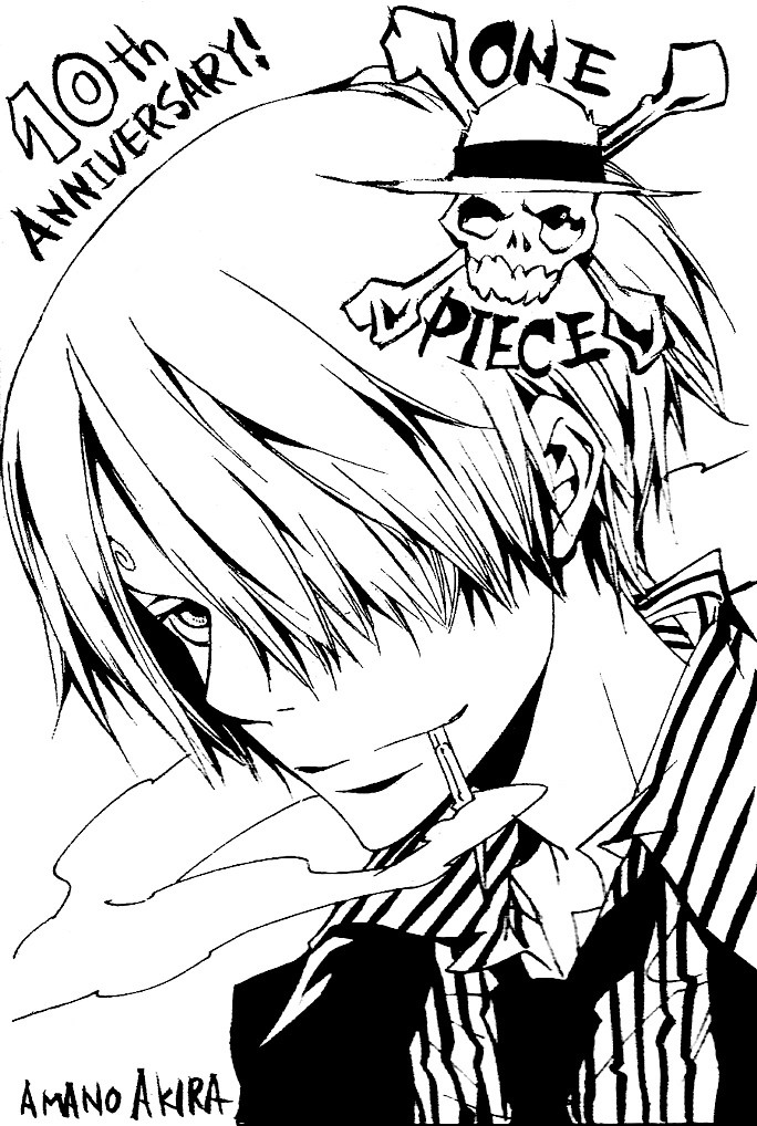 海贼王海贼王考古当初10周年时其他漫画家为庆祝的绘图P1：鸟山明《龙珠》P2：