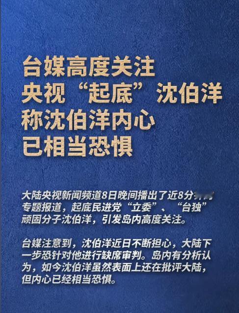 台媒称沈伯洋内心已相当恐惧央视起底沈伯洋：台独顽固分子的末路警示2025年1