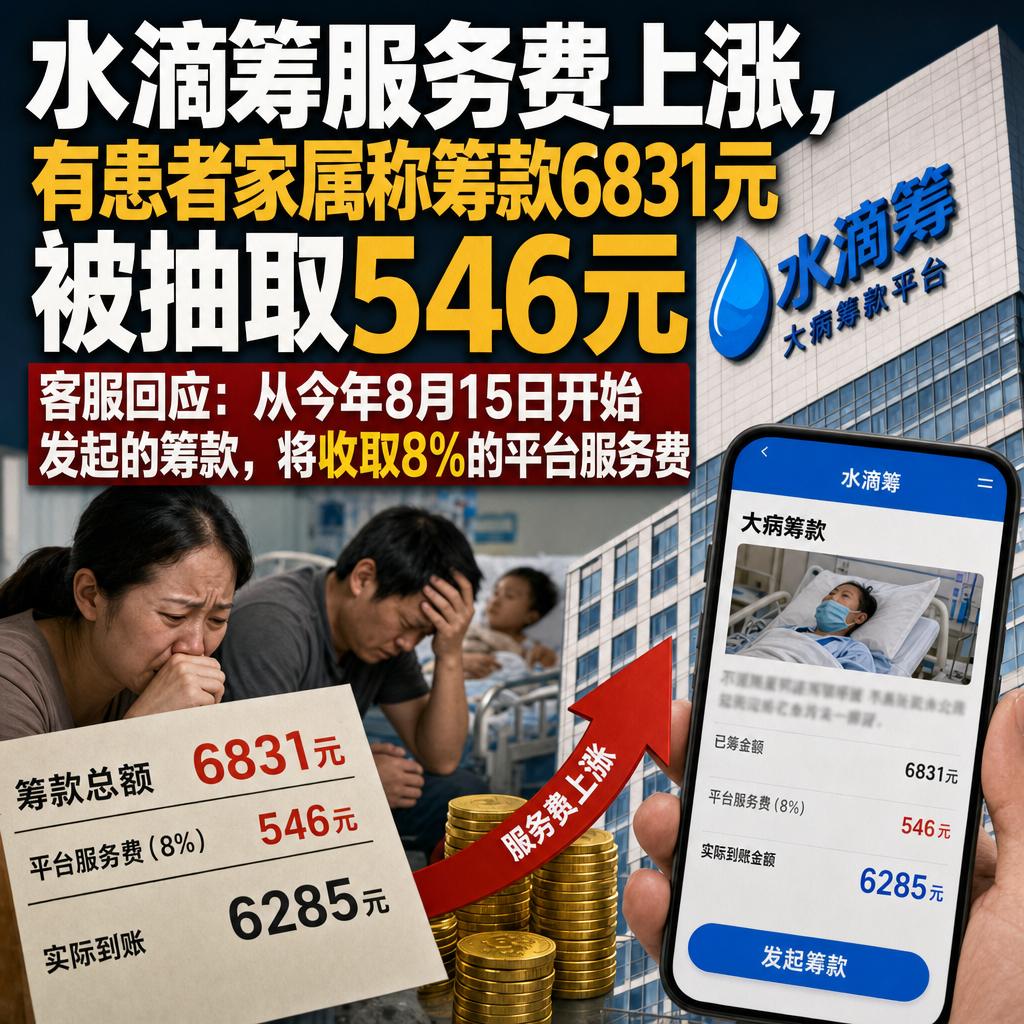 很多人以为水滴筹是纯公益，筹多少到账多少。现实是，一位患者家属提现6831元，
