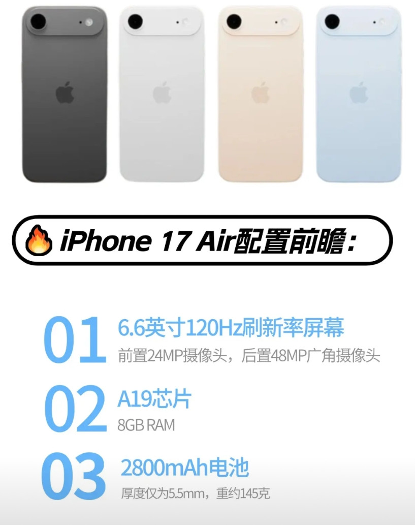 iPhone17Air超全细节曝光不出意外的话，马上在9月10日举行的苹