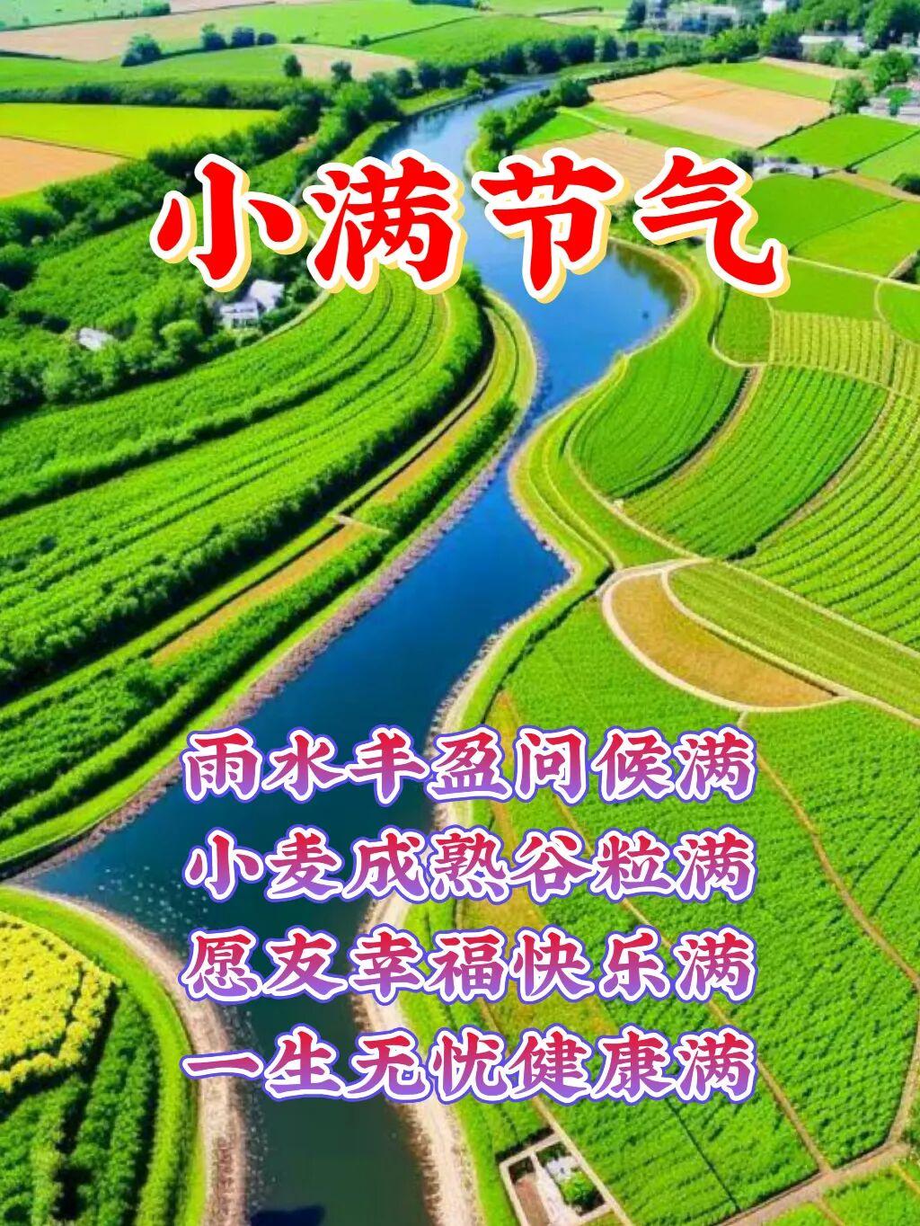 季节变迁至小满，夏花绽放芬芳满，阳光充足热情满，雨水丰盈问候满，小麦成熟谷粒满，