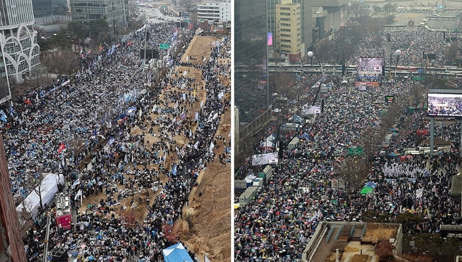 尹锡悦获释第二天，10万人走上首尔街头！3月9日，也就是韩国总统尹锡悦走出拘