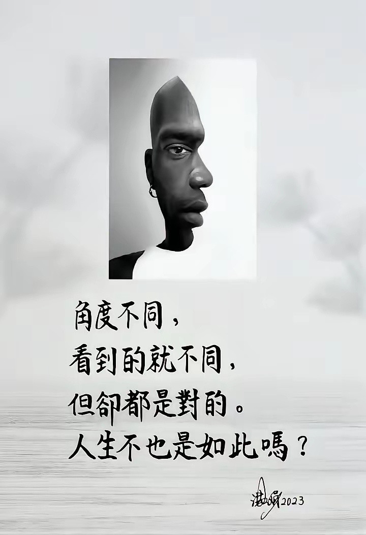 角度不同，看到的就不同，但却都是对的。深刻。