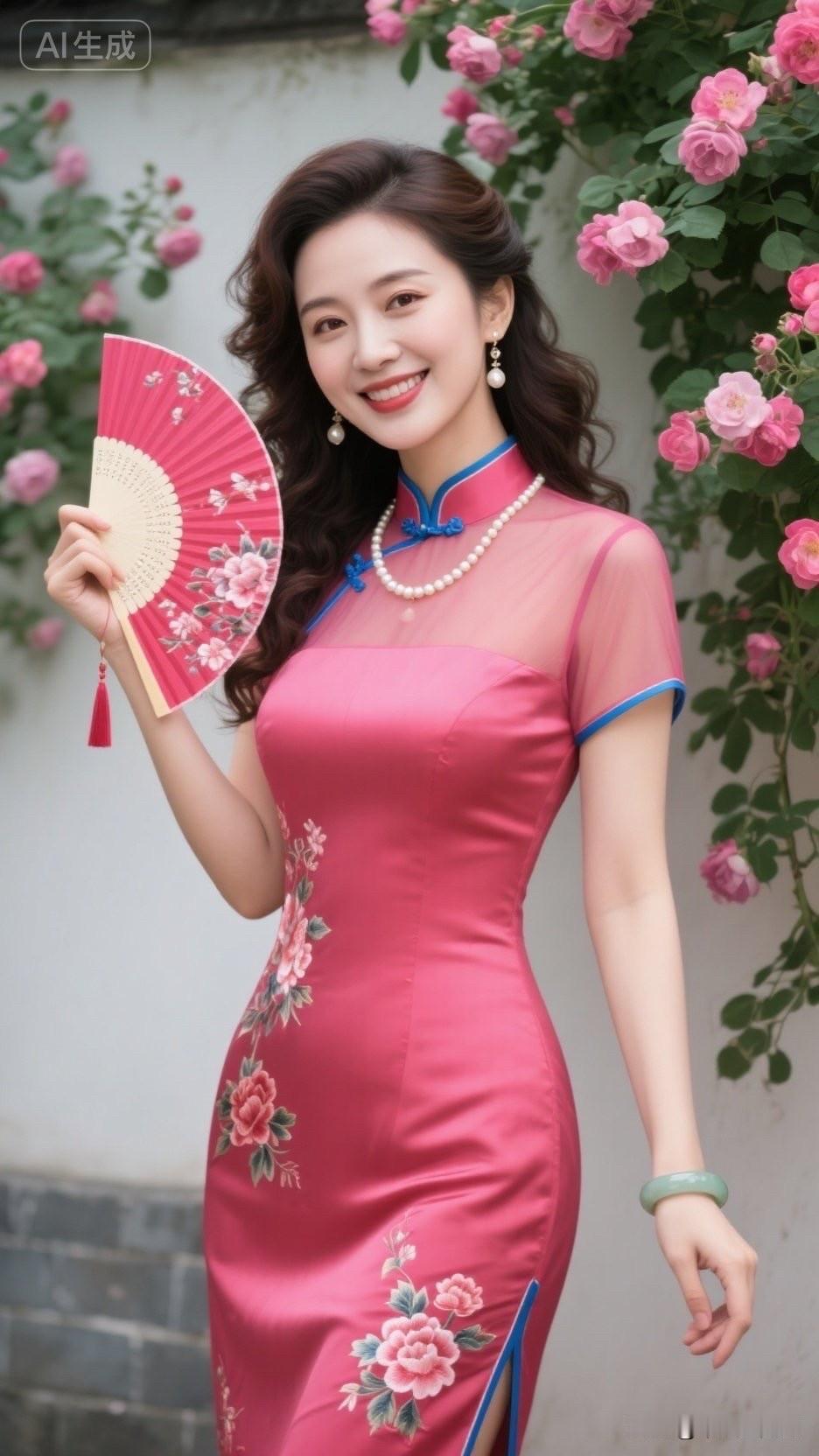 这姑娘穿着旗袍真漂亮！