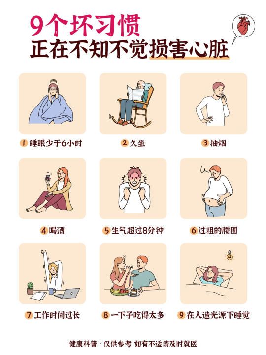 9️⃣个损害心脏的习惯，很多人每天都在重复！