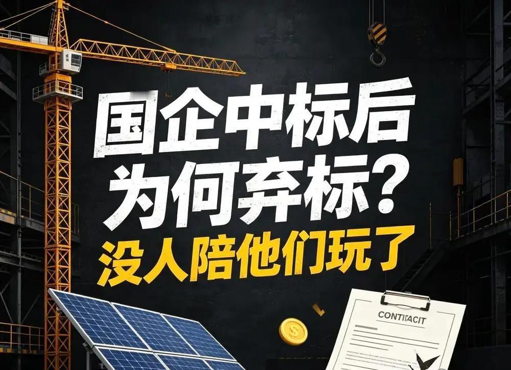 国企中标频频弃标，根本不是亏不起，是没人陪他们玩了，最近不管是新疆、内蒙的光伏，