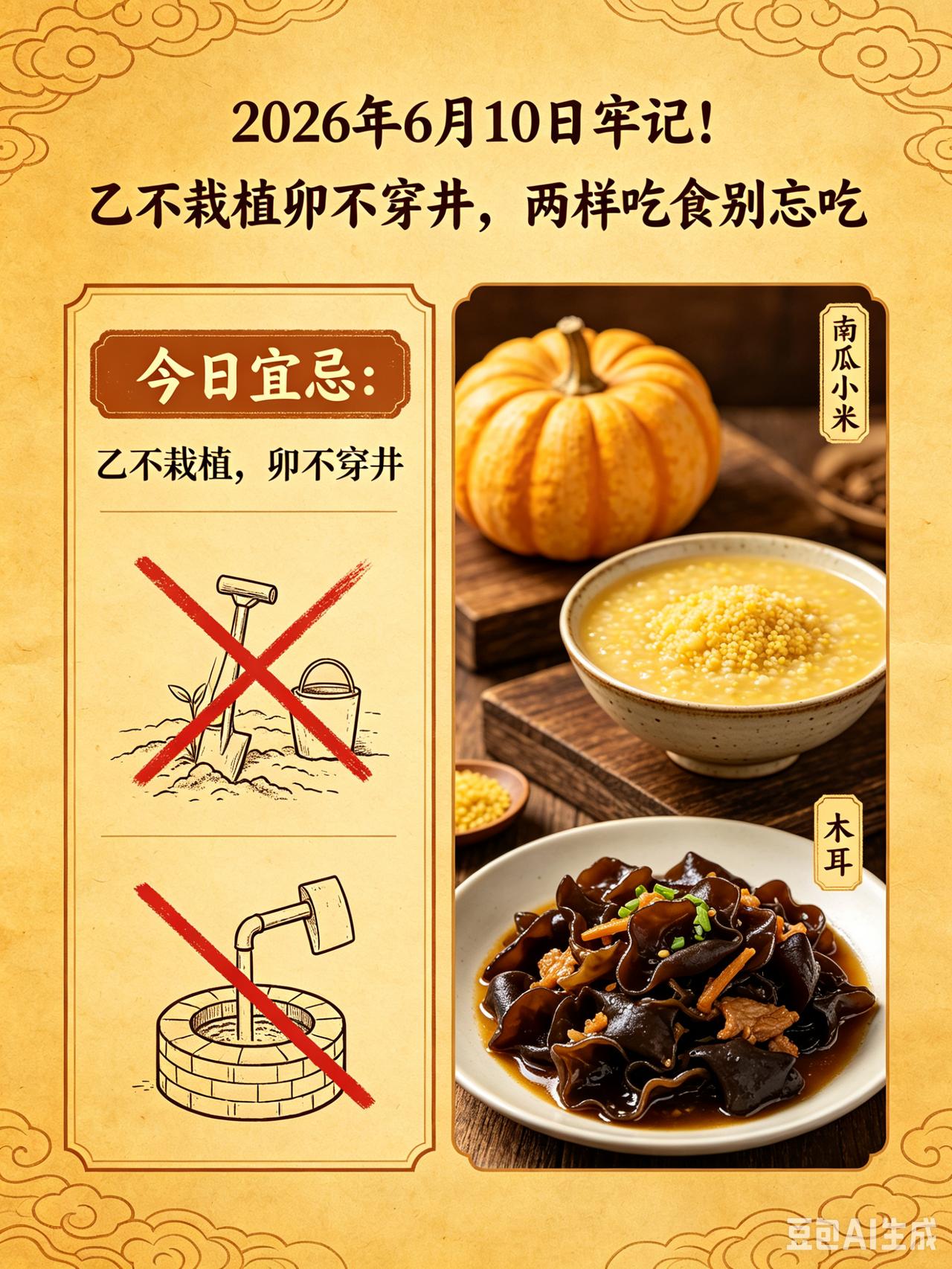 2026年6月10日牢记！乙不栽植卯不穿井，两样吃食别忘吃2026年6月1