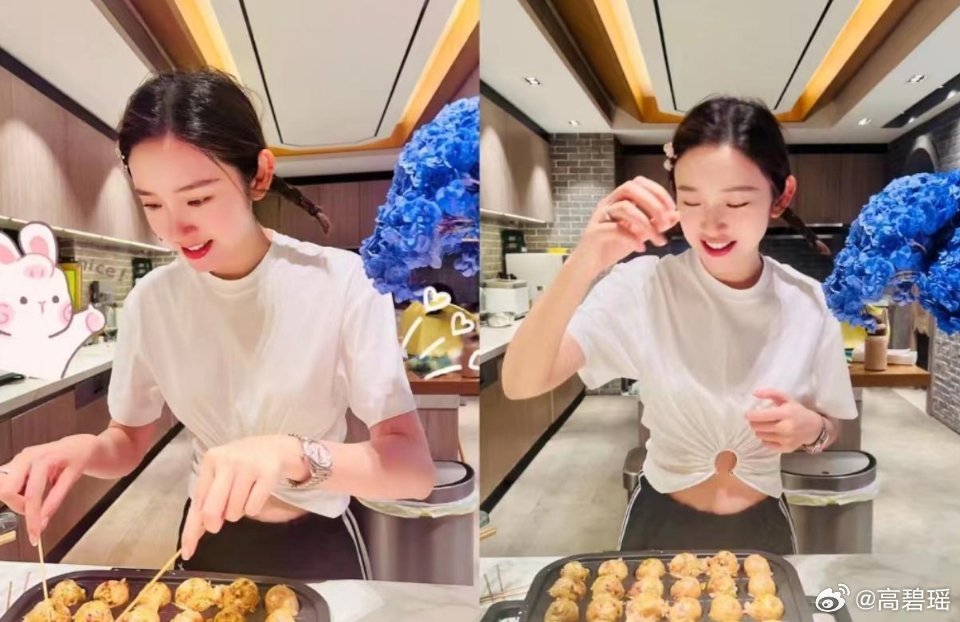 唐艺昕女儿接唐艺昕回家唐艺昕，6岁女儿，母女俩一起做饼干，小公主扎哪吒头超可爱