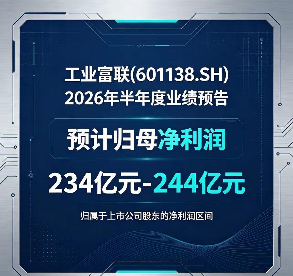 工业富联！半年赚240亿，太猛了刚刷到工业富联的半年业绩预告，说实话，有点离谱。