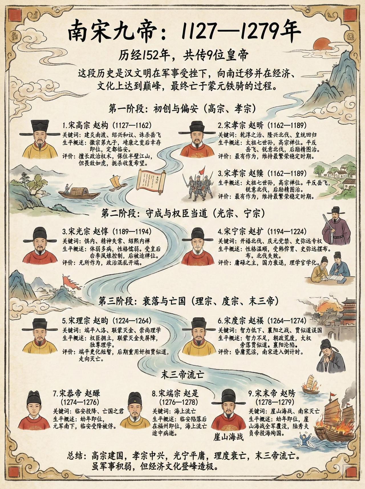 一口气看懂南宋152年兴衰史！9位皇帝，道尽一个王朝的挣扎与落幕📜从高