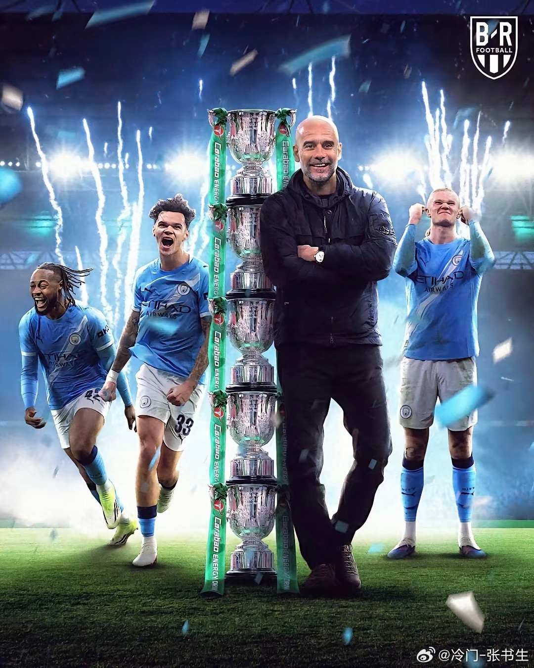 蓝月亮首夺赛季冠军！阿森纳三进决赛皆败，凯帕失误成罪人，痛失英联杯。温布利大球场