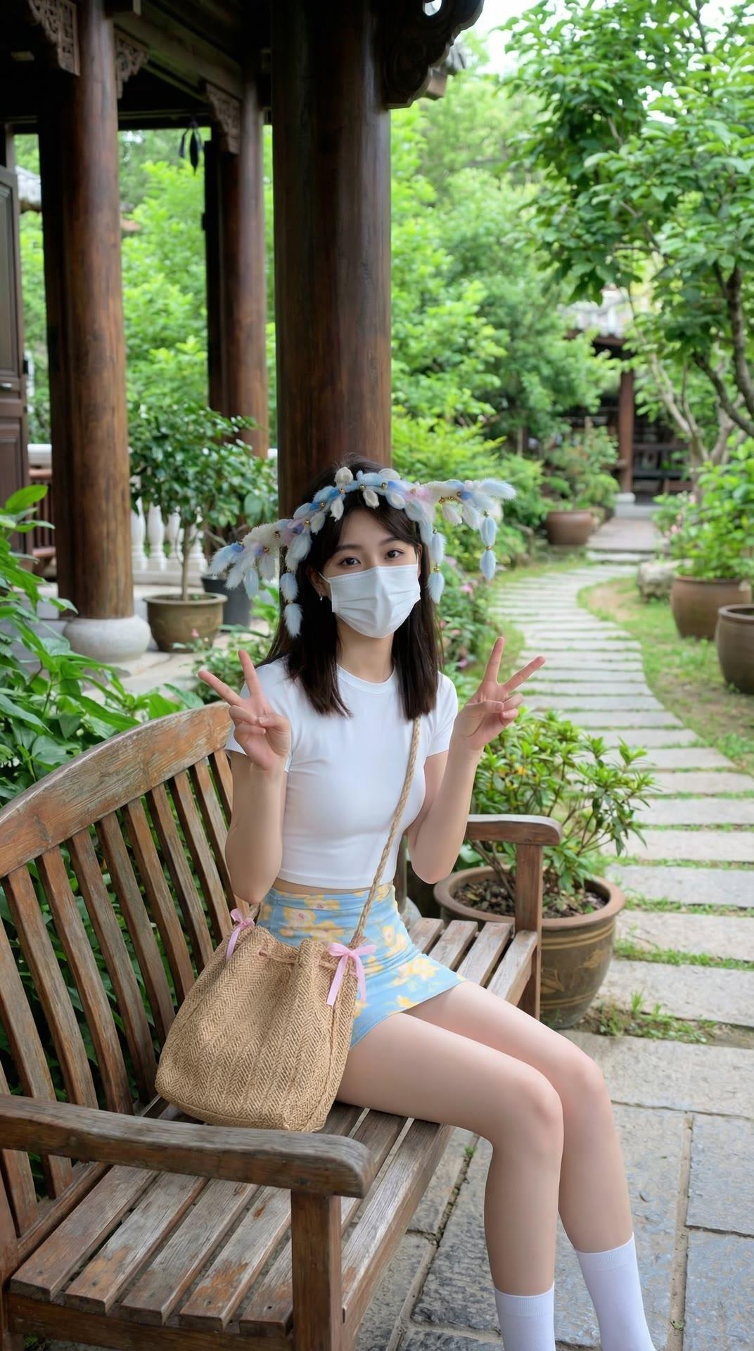 女人如何穿出含蓄的性感?古风少女在传统庭院中，享受宁静时光，手捧竹篮，心怀自