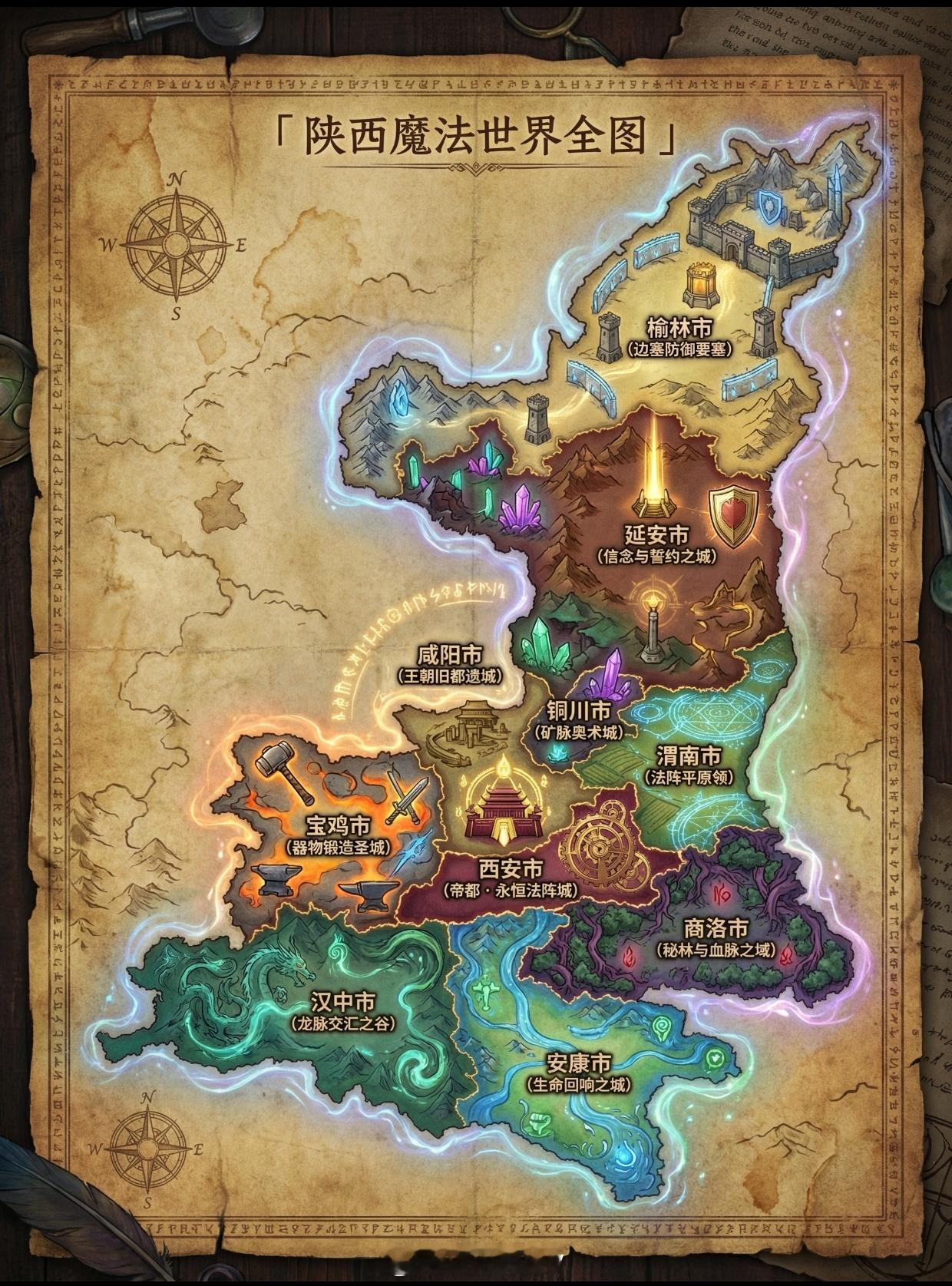 哈哈哈哈，如果陕西是一片魔法大陆，你所在的是什么地方？西安｜帝都·永恒法阵城咸阳