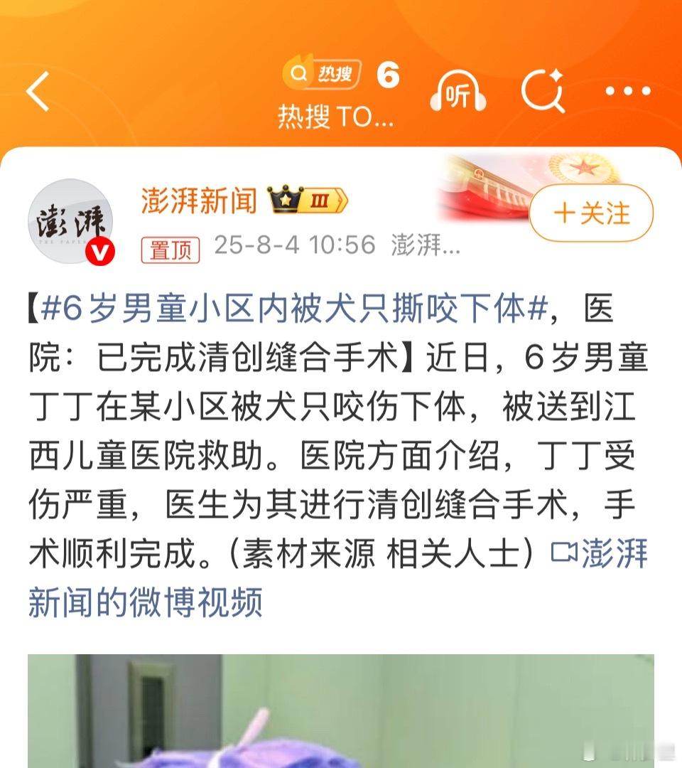 6岁男童小区内被犬只撕咬下体爱狗明星出来走两步。每次狗咬人类幼崽，那几个明星就隐