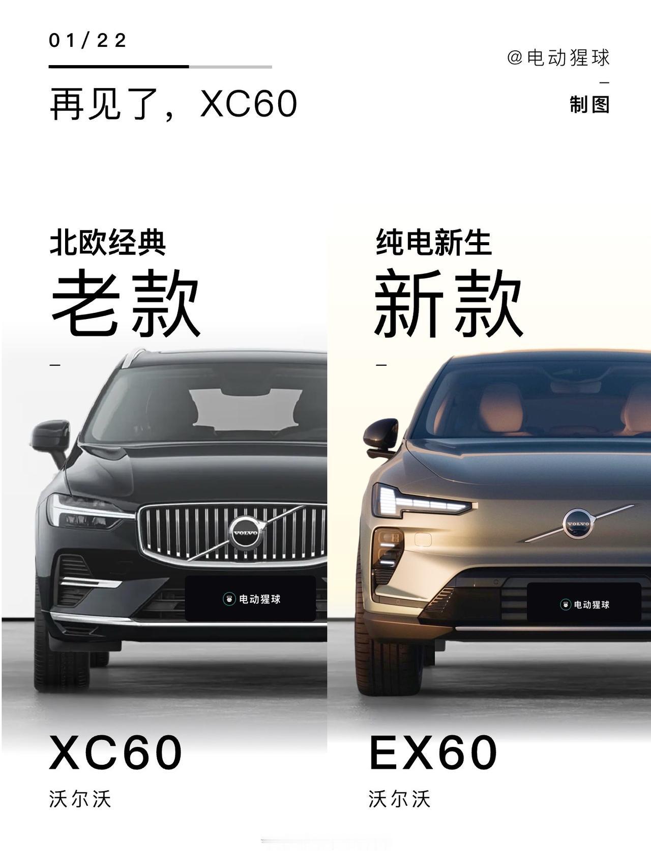 沃尔沃纯电EX60发布，外观内饰大改，作为神车XC60的纯电继任车型，两车将同售
