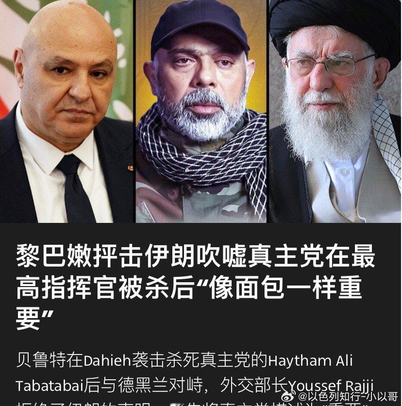 ‼️伊朗自找的以色列定点清除真主党武装总参谋长之后，哈梅内伊的外交顾问公开宣称，