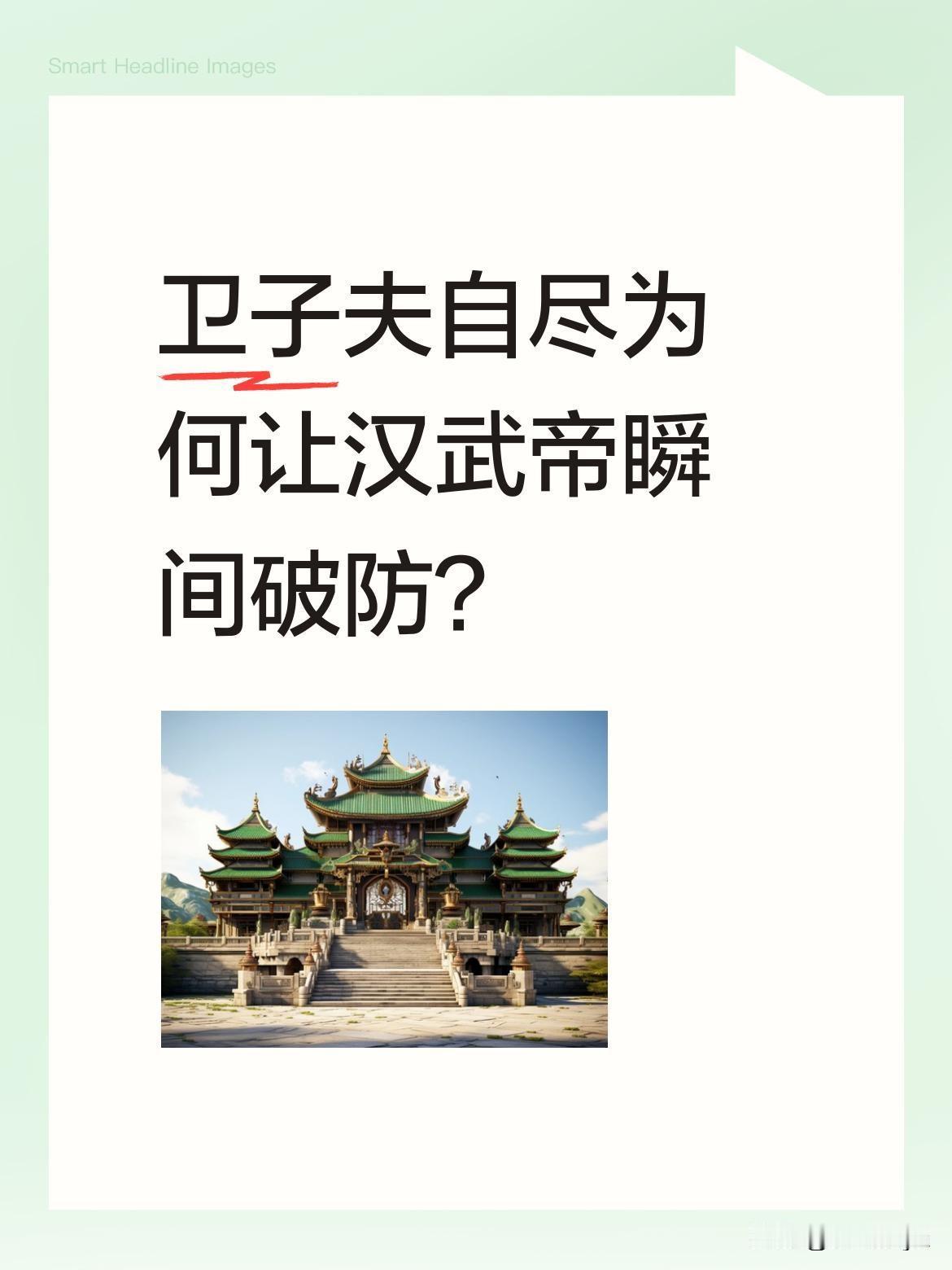 卫子夫自尽为何让汉武帝瞬间破防？巫蛊之祸中卫子夫以死明志，相当于用最决绝的方式