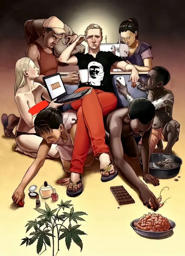这幅漫画，将白人的真实思想暴露的一览无余。也将白人的种族歧视展现地淋漓尽致。