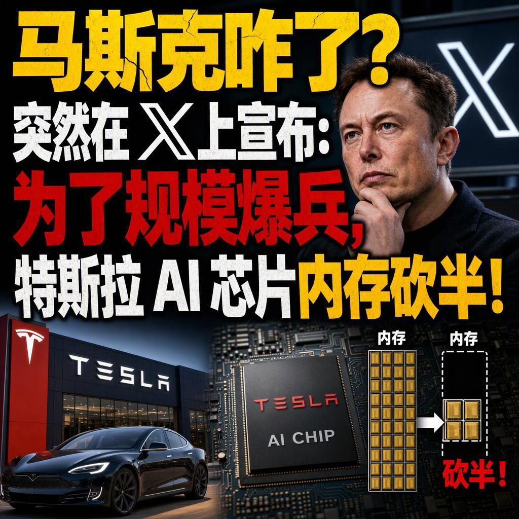 特斯拉的AI5芯片内存容量从144GB砍到72GB，AI6则从216GB降到14