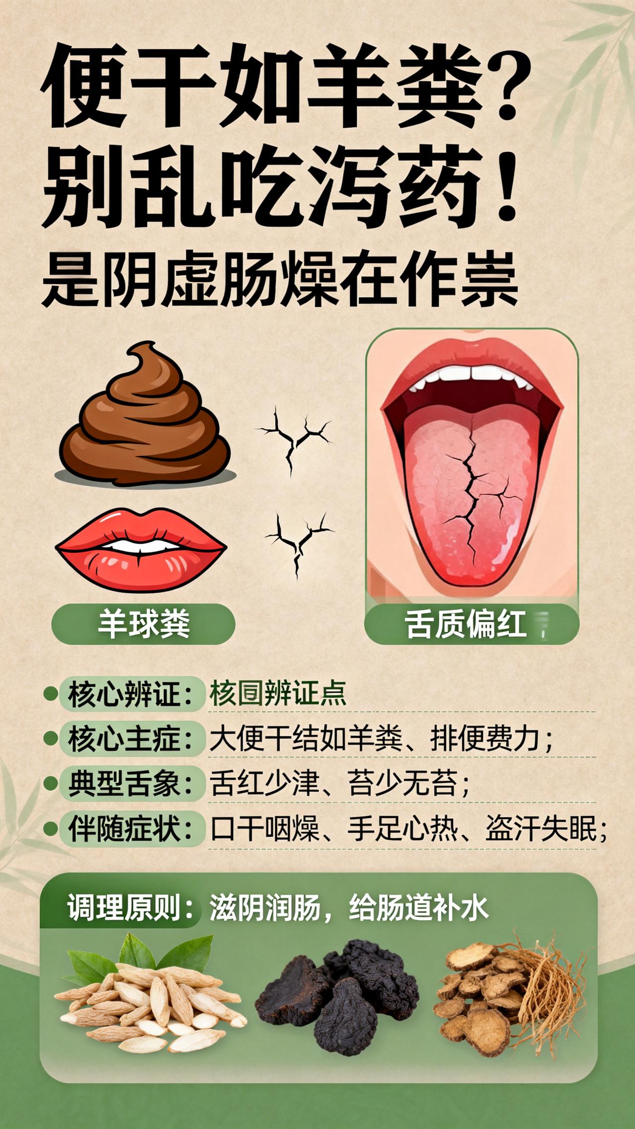 便干如羊粪？别乱吃泻药！是阴虚肠燥在作祟大家好，我是中医陈大夫！好多人便秘就