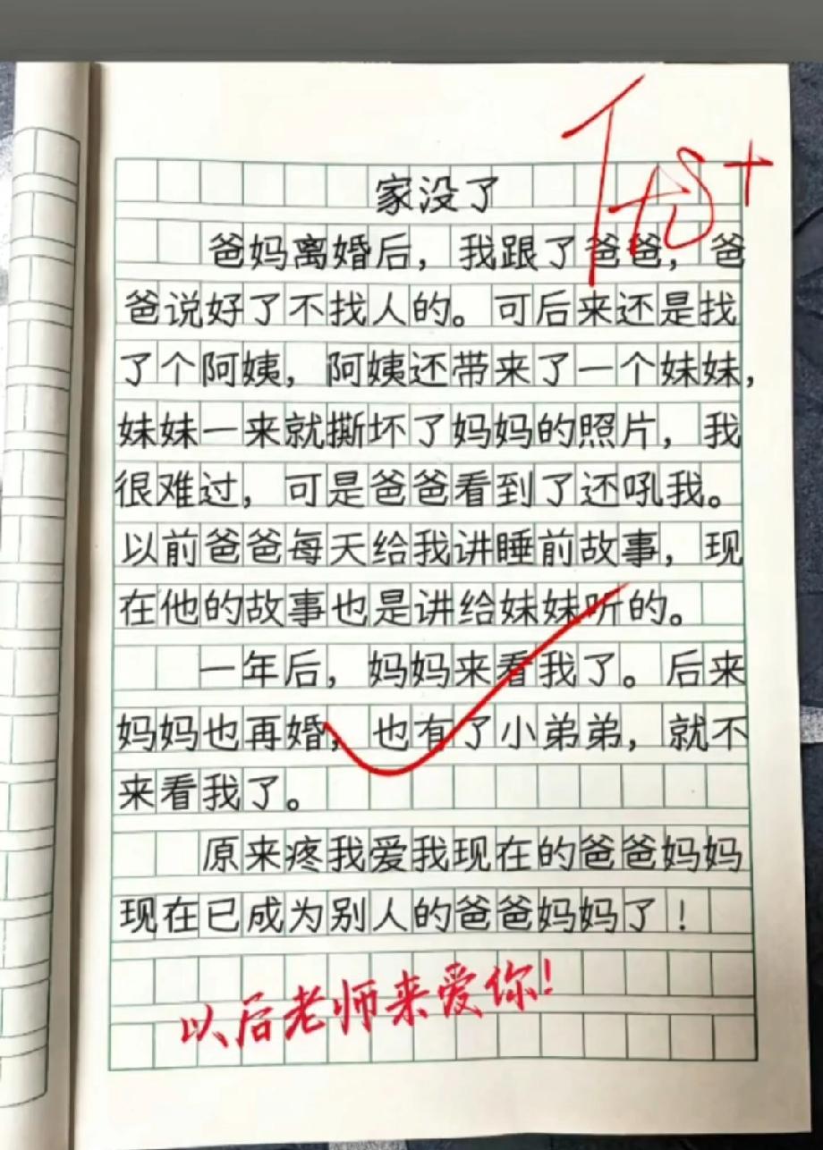 小学生作文《家没了》看哭全网！结尾这句控诉，戳中多少离异家庭的痛？