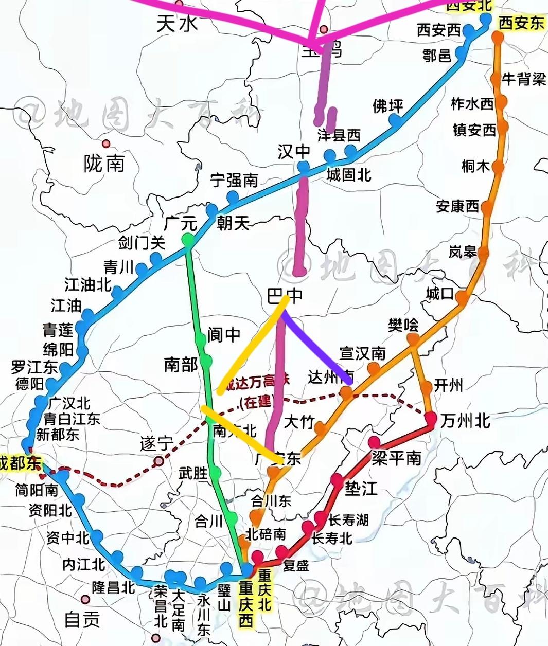 重庆应该修建一条经过巴中、汉中、宝鸡北上的高铁通道。这样可以很好的带动川东北的发