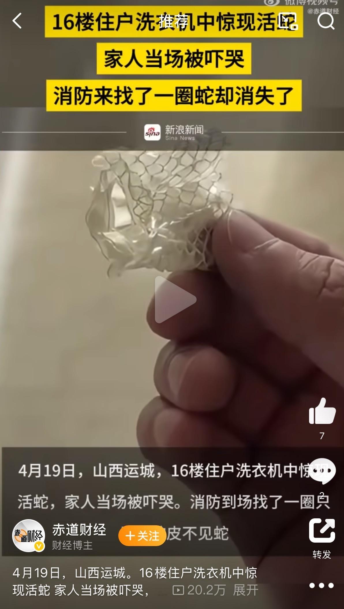 16层住户洗衣机中惊现活蛇这睡觉都得睁一只眼闭一只眼了原本在洗衣
