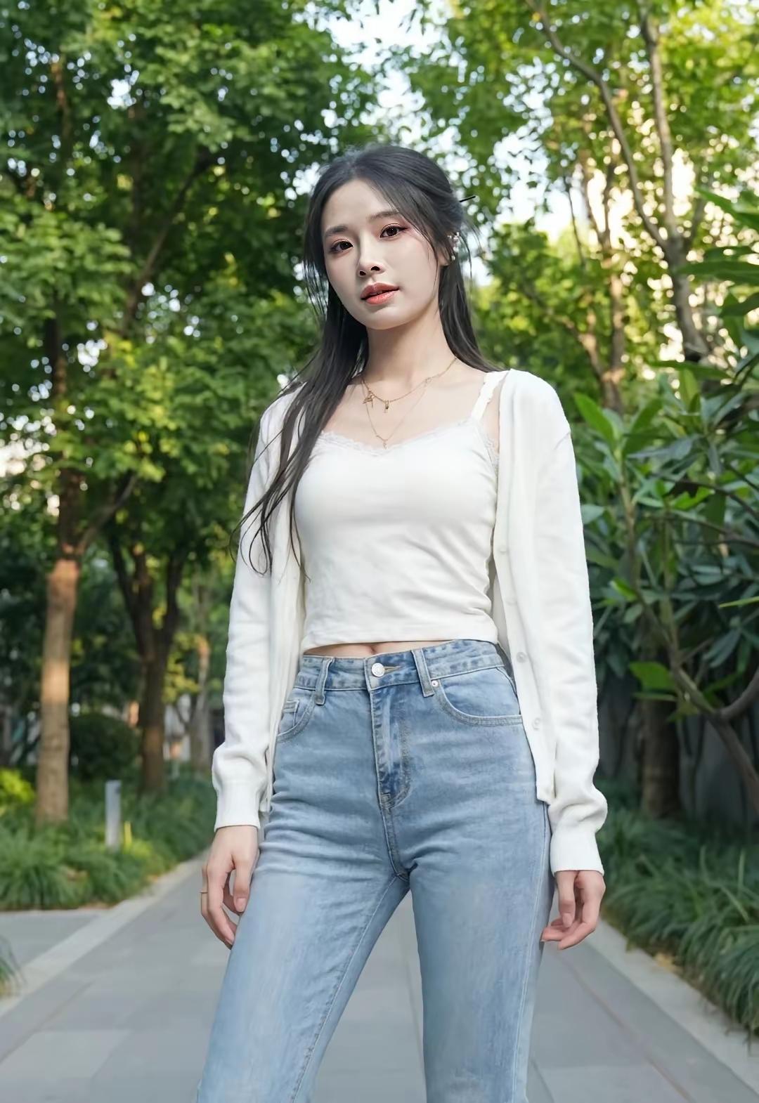 显身材还得是牛仔裤穿搭街拍高清美女好身材性感女神高雅气质美女