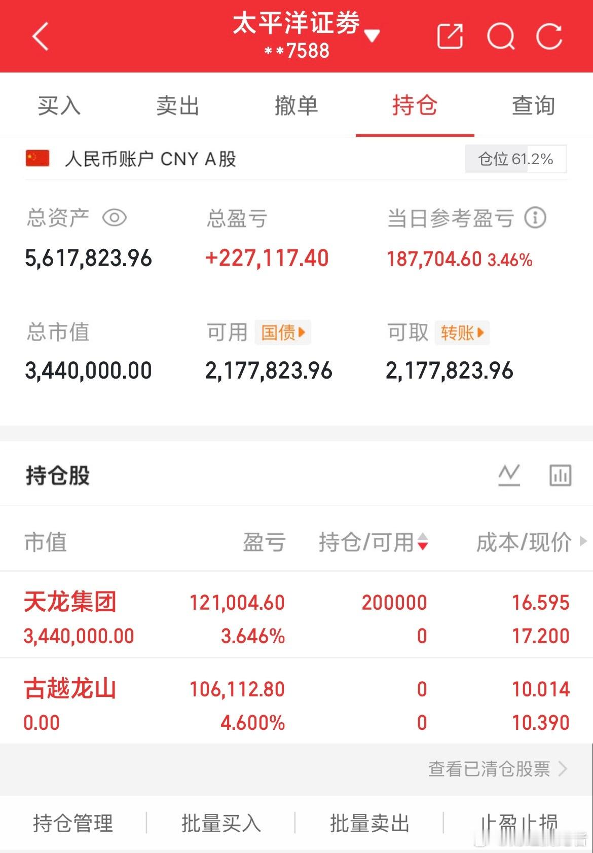 炒股养家记2.2介入：$天龙集团sz300063$持有：$天龙集