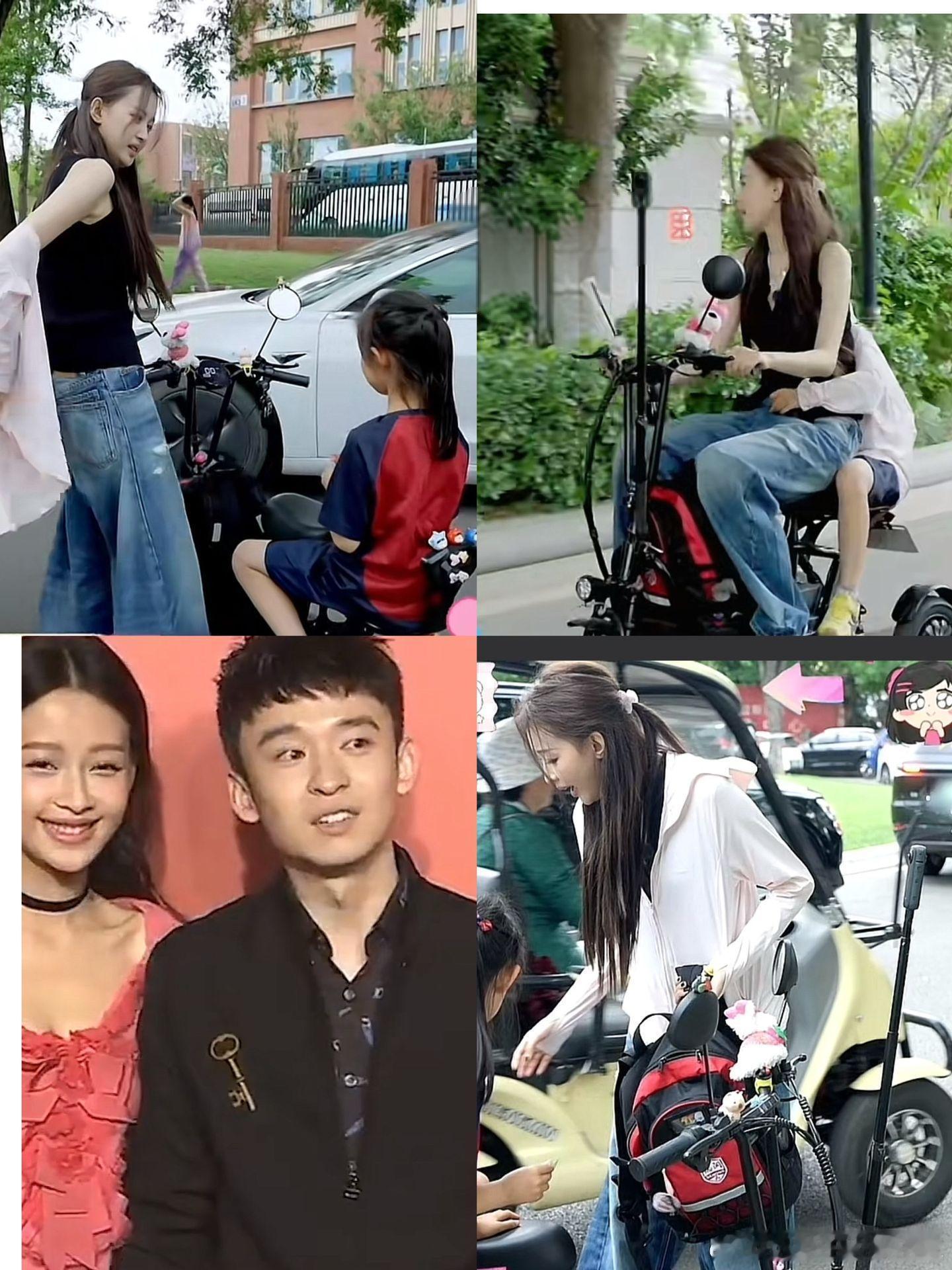 孙怡接8岁女儿放学，8岁的大福都已经长这么大了，妈妈还是个小年轻[笑着哭]，扎