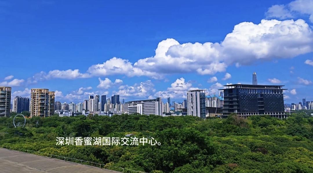 高温预警下的深圳香蜜公园和深圳香蜜湖国际交流中心，城市风光真的很漂亮啊，就是太热