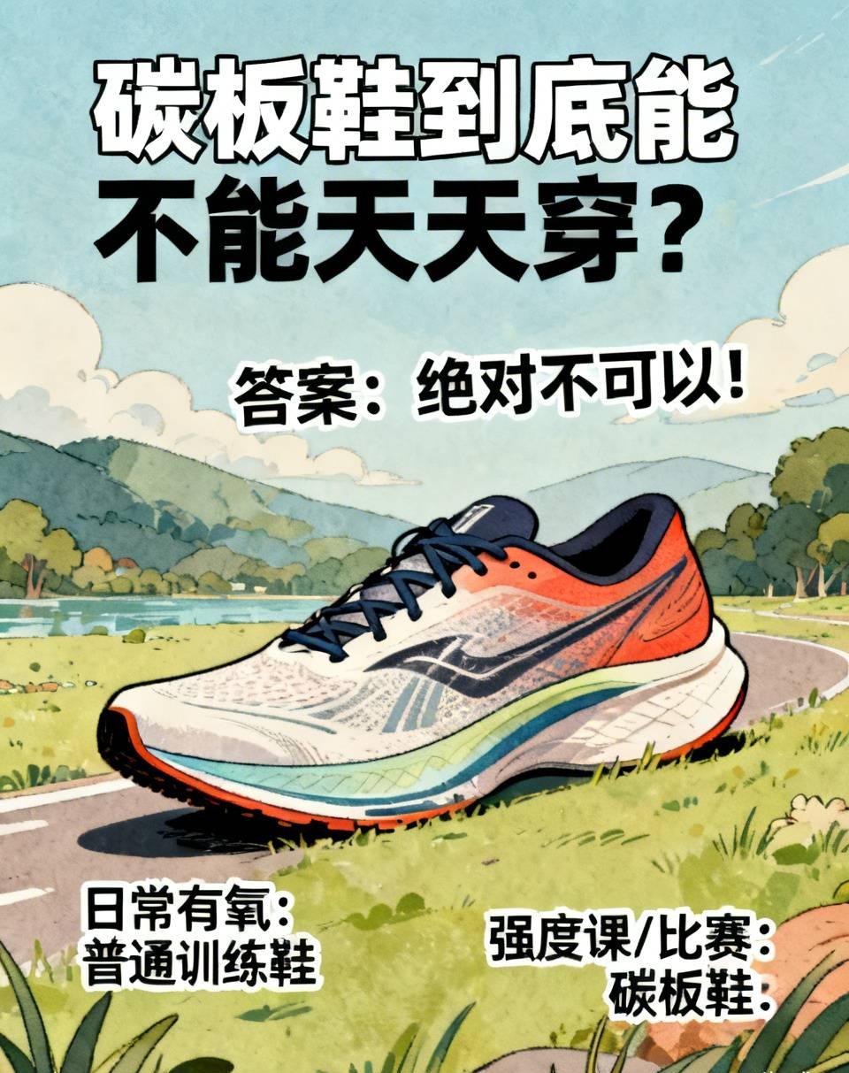 碳板鞋到底能不能天天穿？答案：绝对不可以！碳板鞋回弹强、推进足，适合高强度间歇