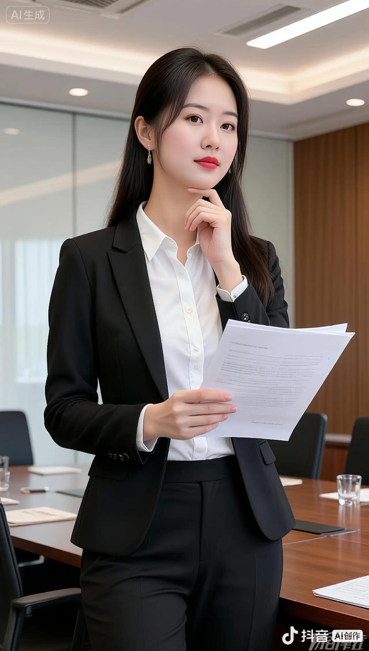 职场精英风采，自信满满，专业文件在手，事业有成！