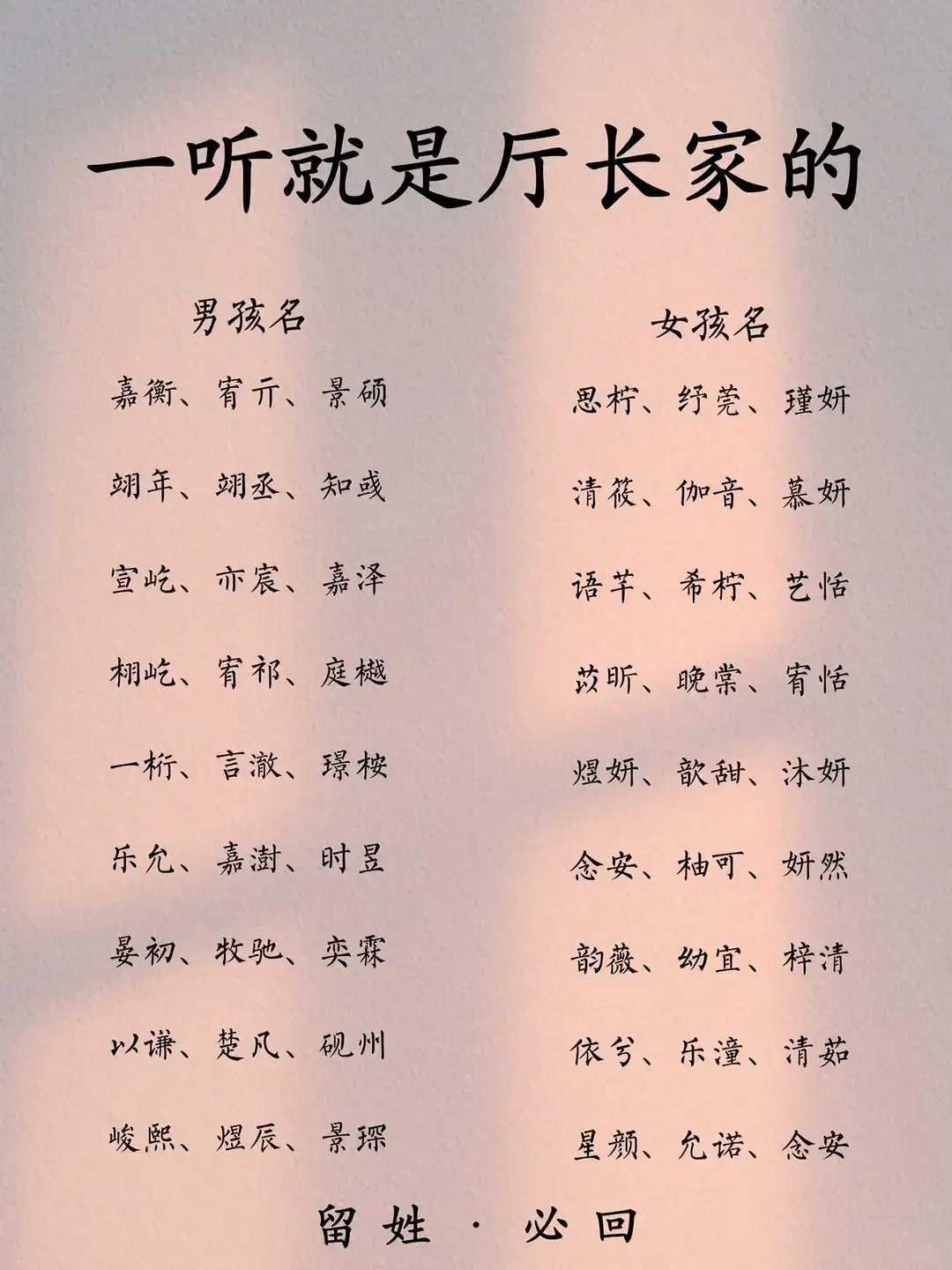 一听就是厅长家孩子的名字