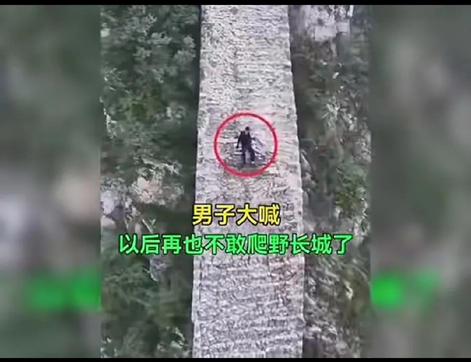任何时候都不要高估自己的实力，一个小伙儿闲着没事选择爬野长城，结果爬到一半发怵，