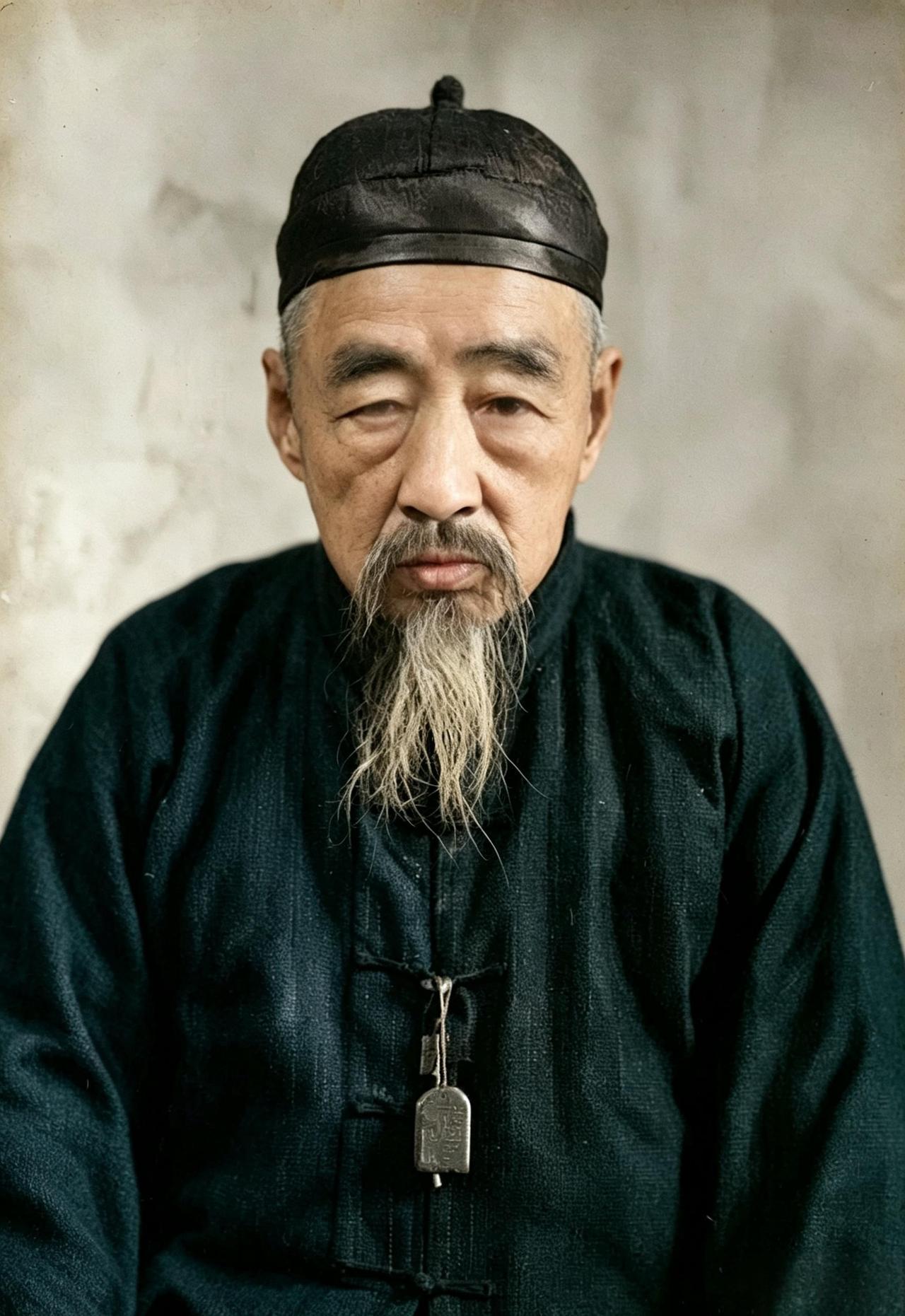 这位戴着瓜皮帽，双目无神，无精打采的老人祖孙三代都是封疆大吏。他的祖父正是三十岁