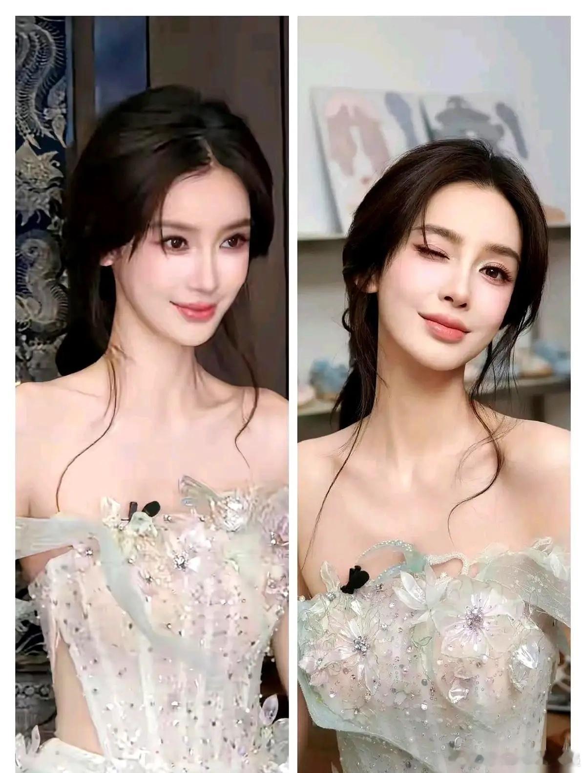 杨颖的直播间，镜头猛地推近。一条粉色公主裙，在惨白的补光灯下有点晃眼。助理在旁边