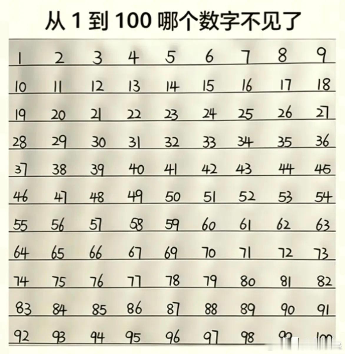 这里有哪个数字不见了，你能在几秒钟内发现？实话实说。