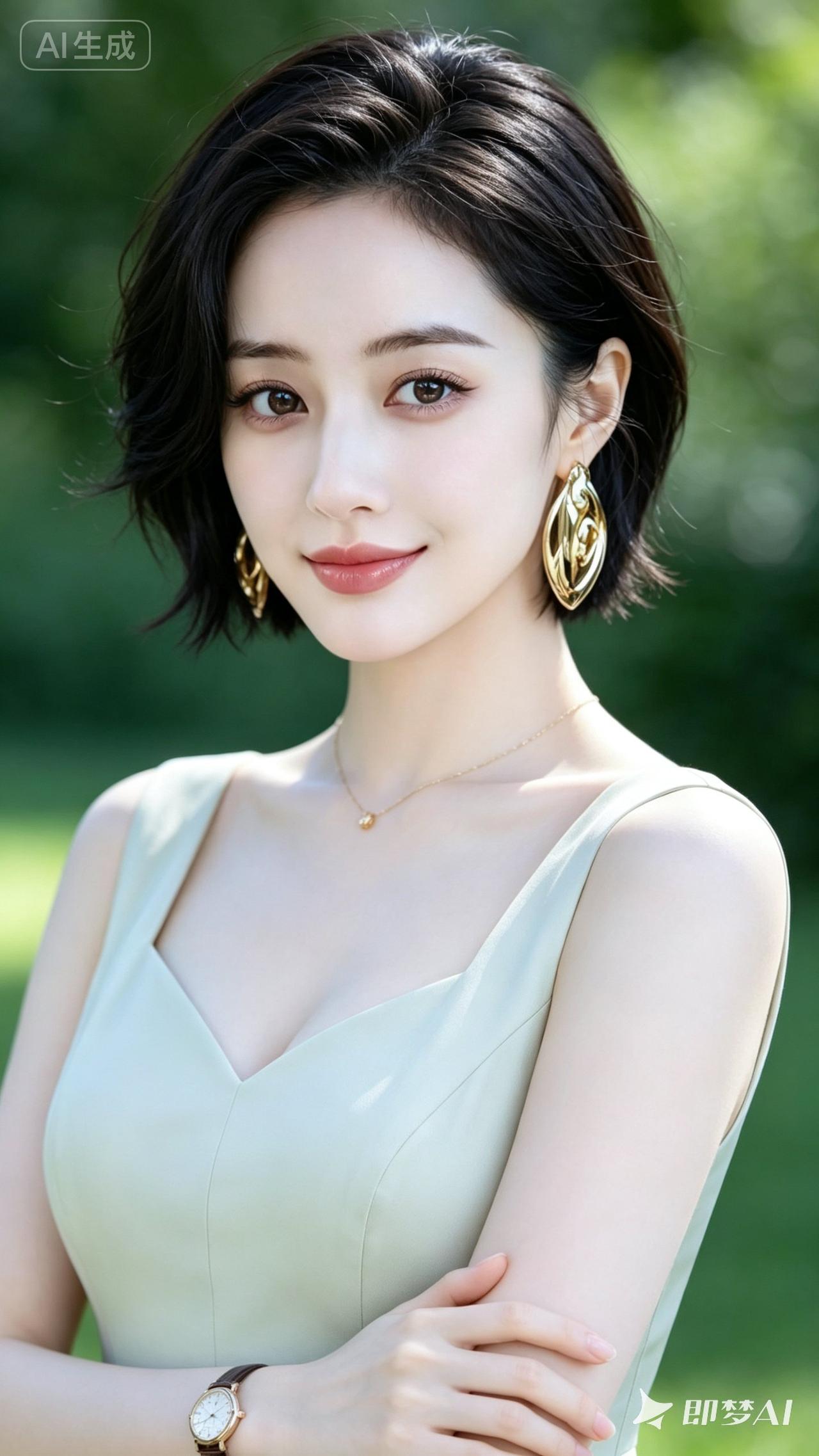 这位女士穿得真优雅，好有气质！